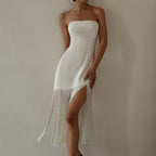 Tassel Strapless Split Dress