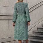 Women's Fall Stomach Blanket Long Sleeve Floral Dress