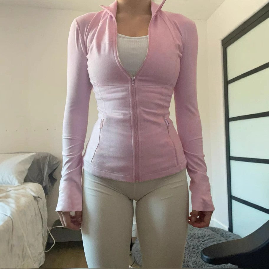 Women's Hooded Zip Front Long Sleeve Top