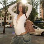 White Lace Pleated V Neck Jumpsuit