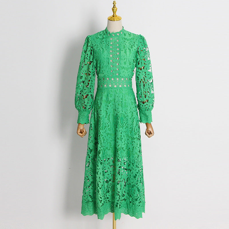 Women's Embroidered Puff-Sleeve A-Line Dress