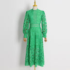 Women's Embroidered Puff-Sleeve A-Line Dress