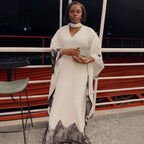 Women's V-Neck Lace-Trim Maxi Dress