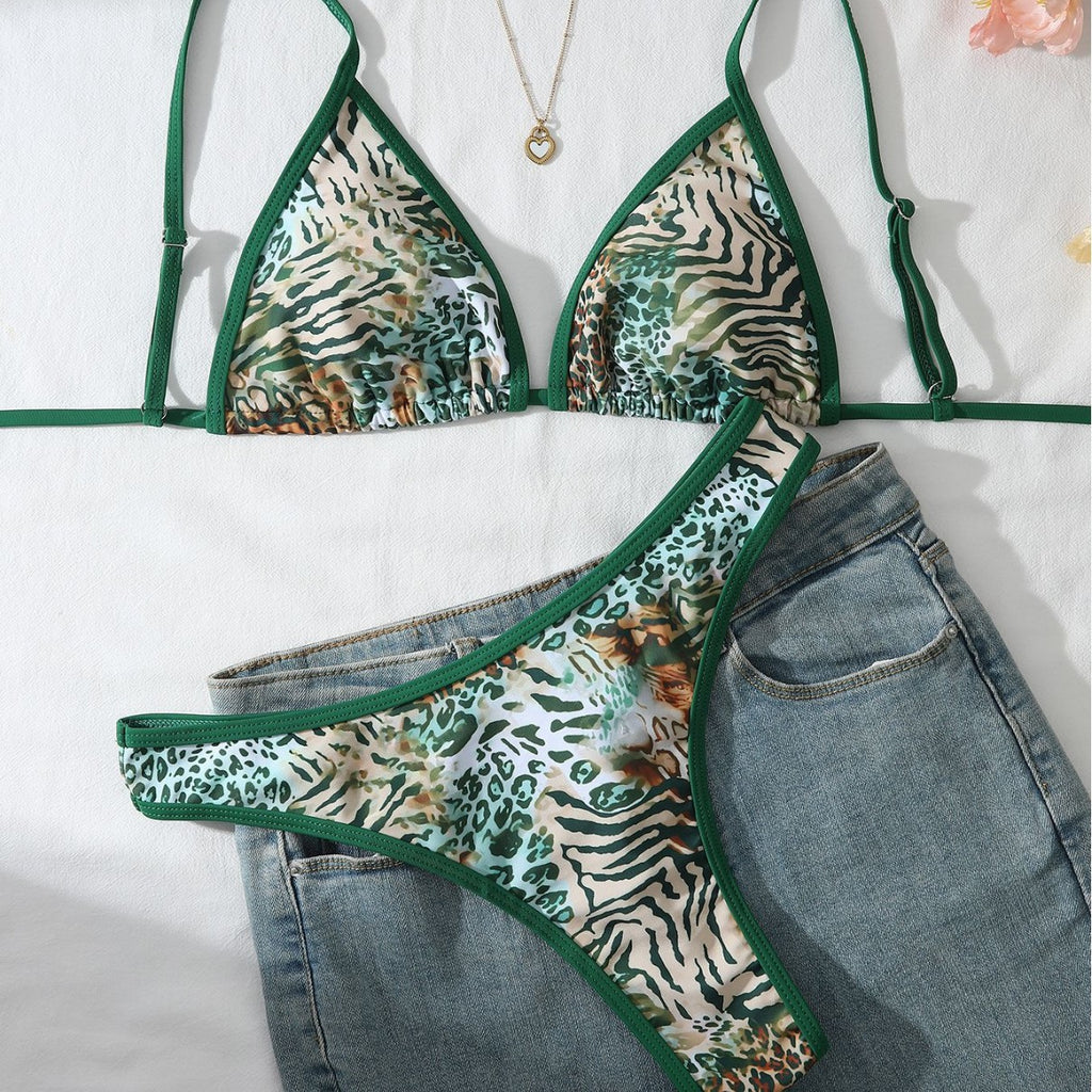 Green Leopard One-piece Swimwear