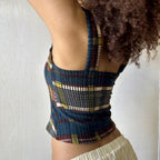 Summer Retro Colored Plaid Inner Wear Base Figure Flattering Camisole Outerwear
