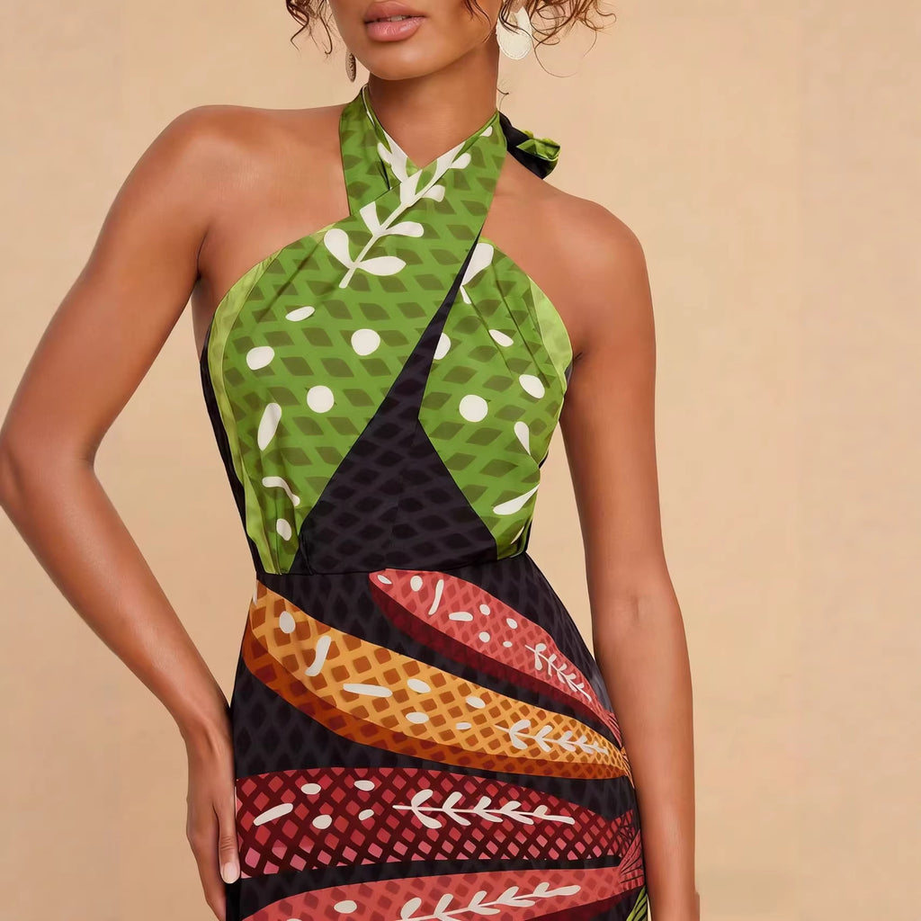 Women's Backless Floral Dress