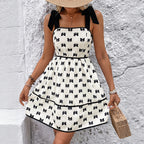 Bow Print Summer Holiday Sling Dress
