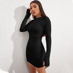 Women's V Neck Dress Slim Fit Long Sleeved Hip For Women