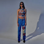 Women’s Multicolor Abstract Sleeveless Crop Tank