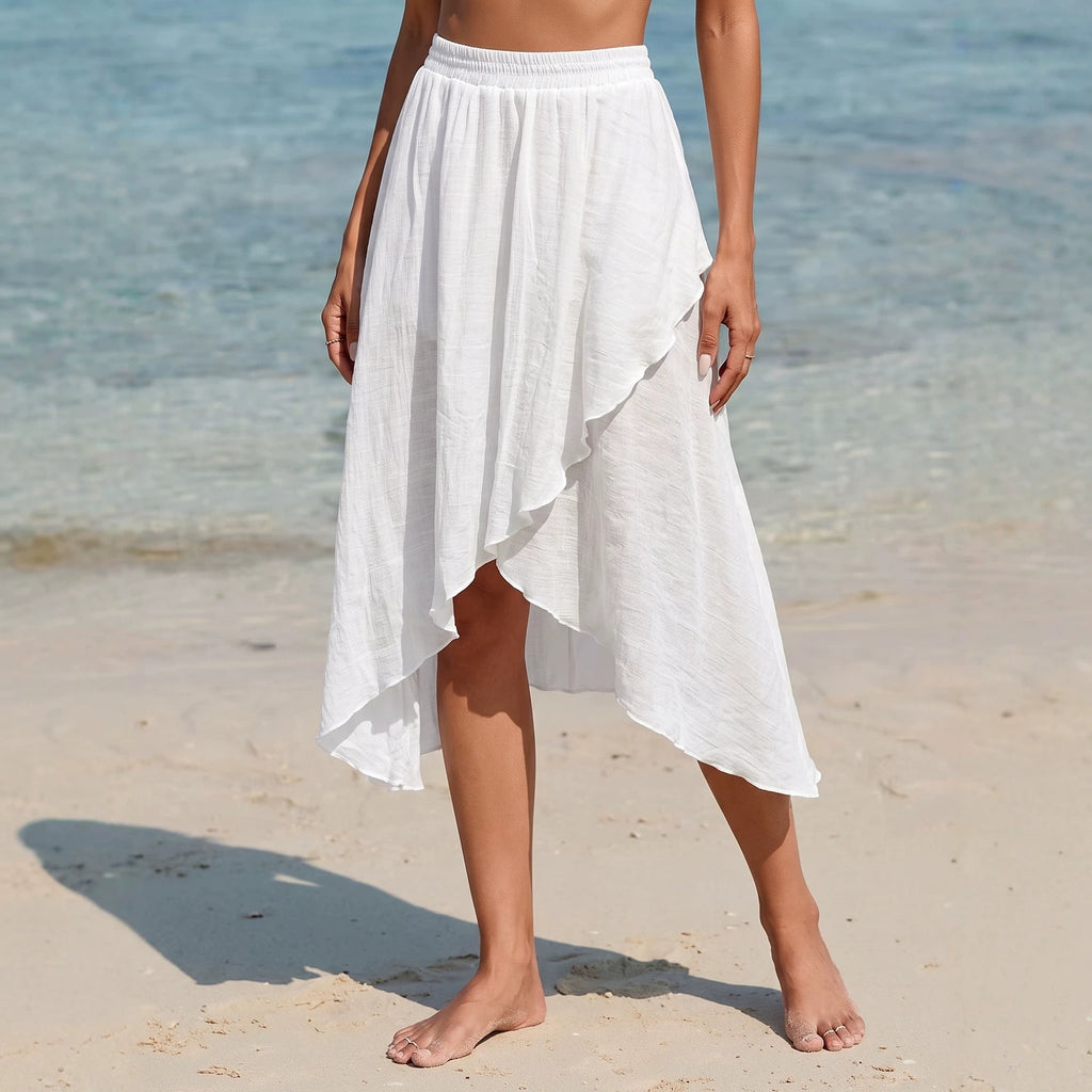 Clothes Sun Protection Cross Solid Color Irregular Skirt
