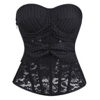 Sexy Sexy Waist Striped Tube Top Mesh Lace Boning Corset
