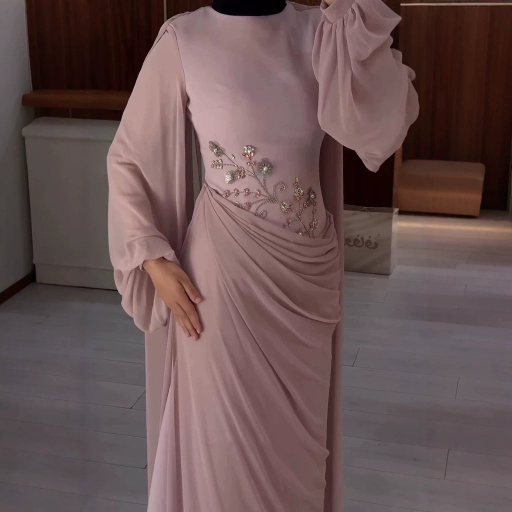 Women's Floral Rhinestone Chiffon Maxi Dress