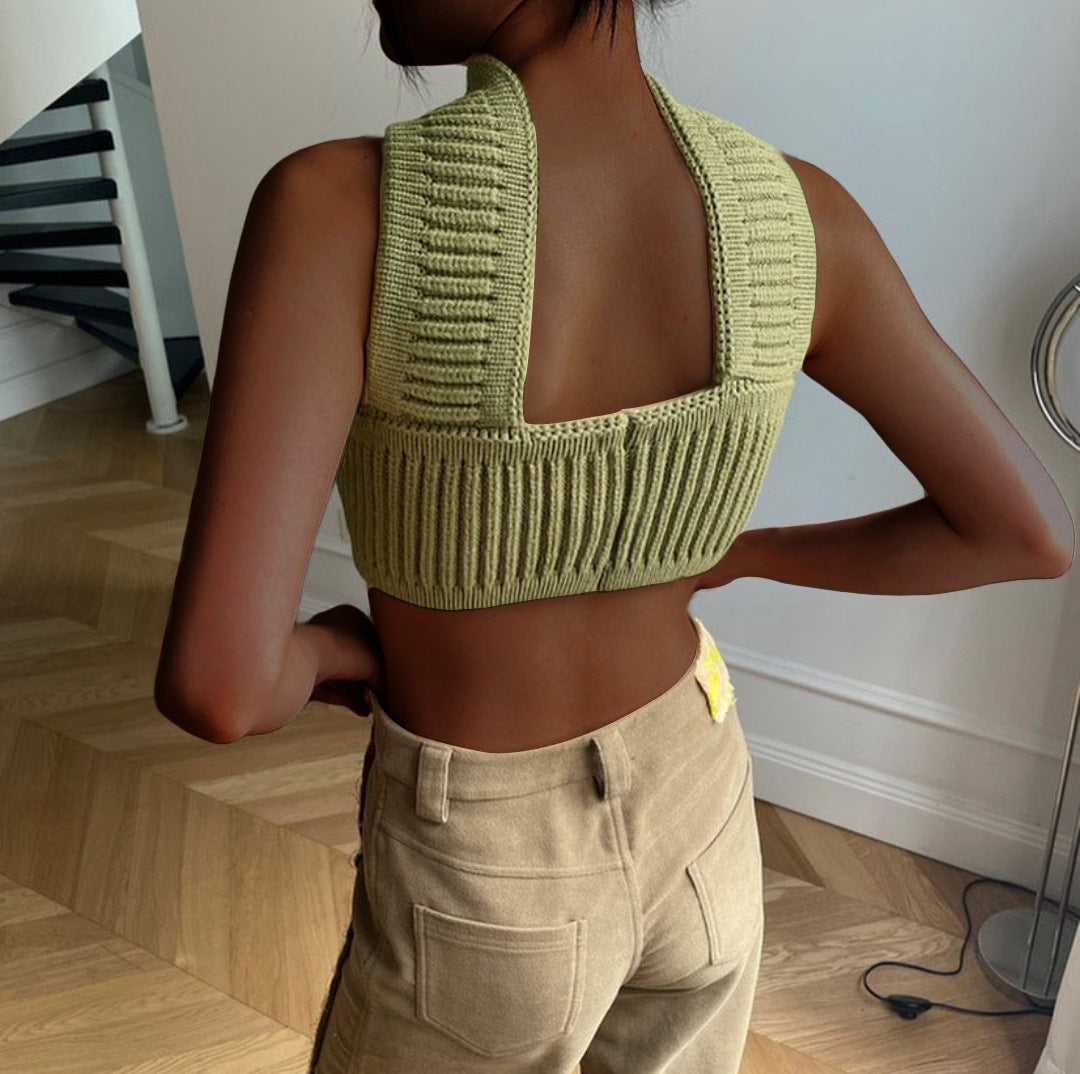 Vacation Halter Knit Tube Top