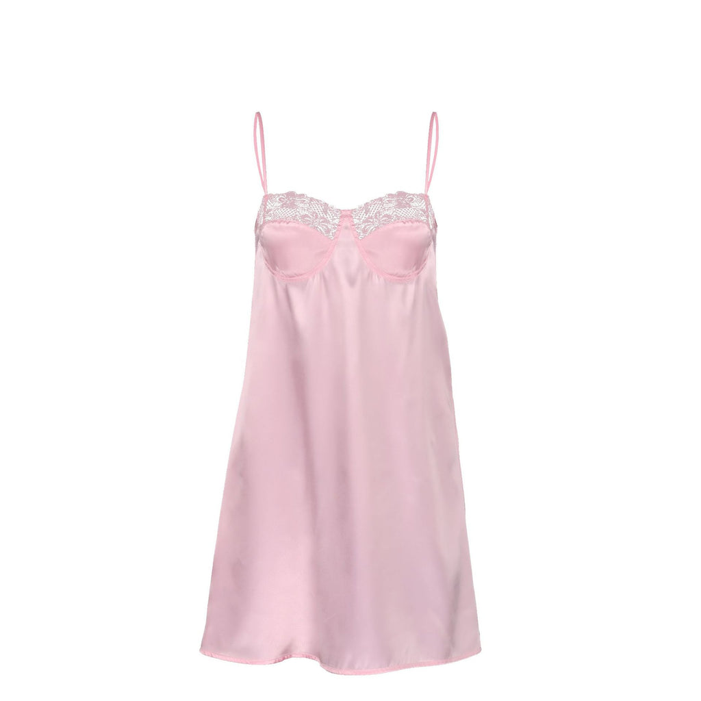 Women's Satin Lace-Trim Backless Nightdress