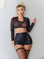 Black 4-Piece Set for Free Mesh Stockings