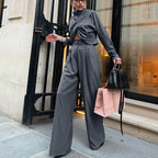Small Turtleneck Cross Long Sleeved Top Wide