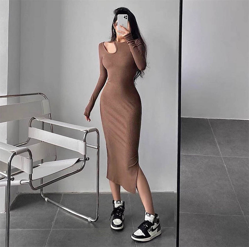 Women's Ribbed Cutout Bodycon Midi Dress