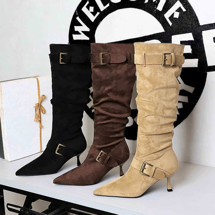 Women's Pointed-Toe Suede-Look Stiletto Boots