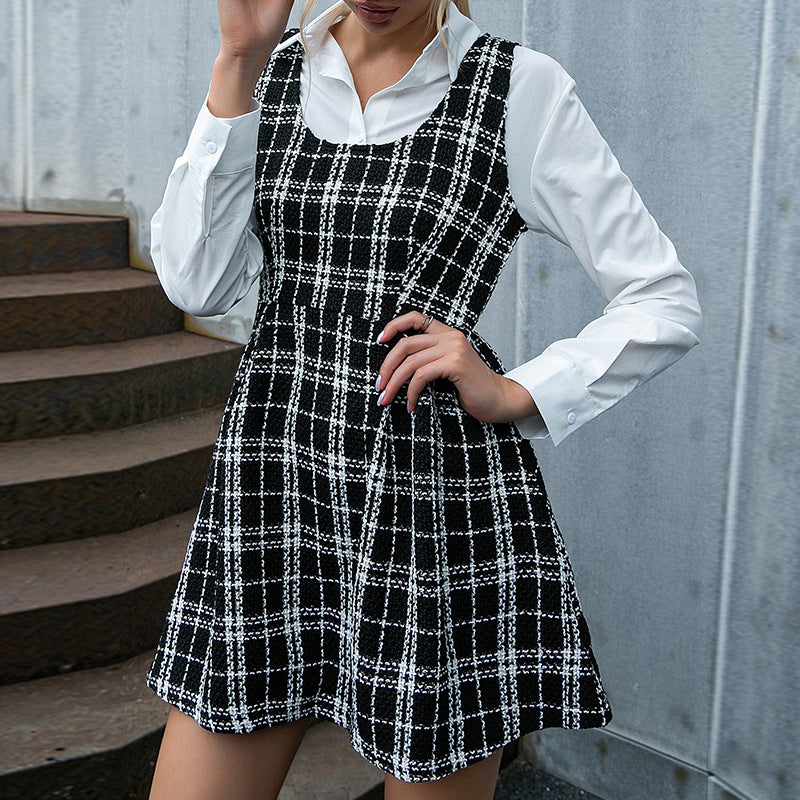 Women's Plaid Cami A-Line Mini Dress