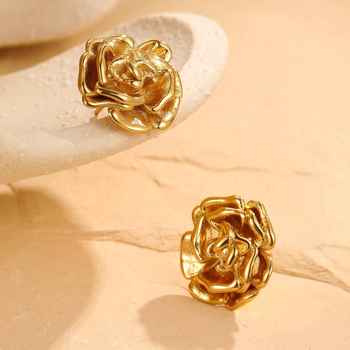 Rose Stainless Steel Stud Earrings
