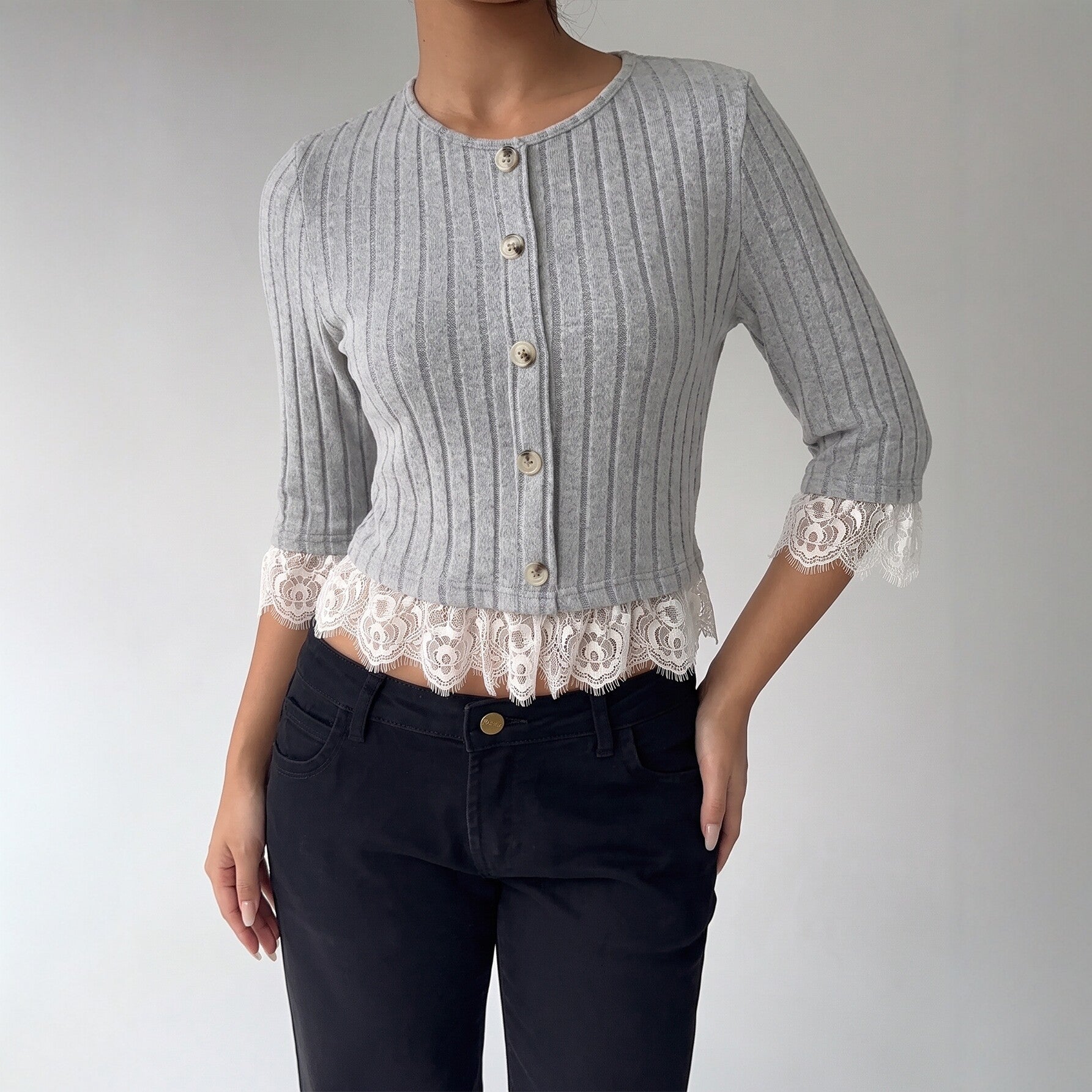 Women's Lace Patchwork Knit Top