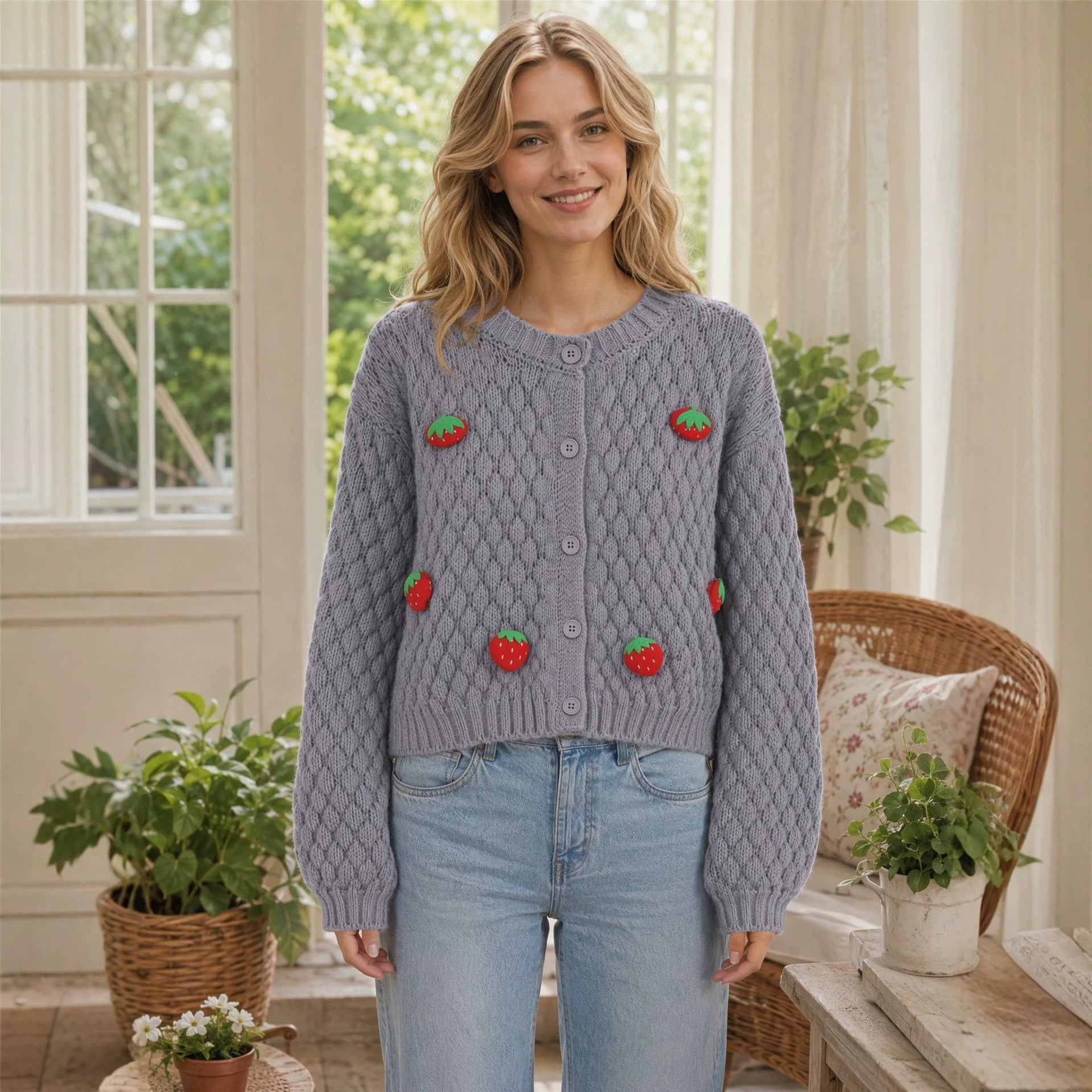 Women's Strawberry Knit Sweater