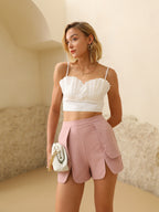 Women’s White Pleated Strapless Tube Top
