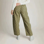 Women's Polka Dot Bow Detail Straight-Leg Trousers