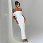 Off-Shoulder Backless Ruched Cutout Maxi Dress