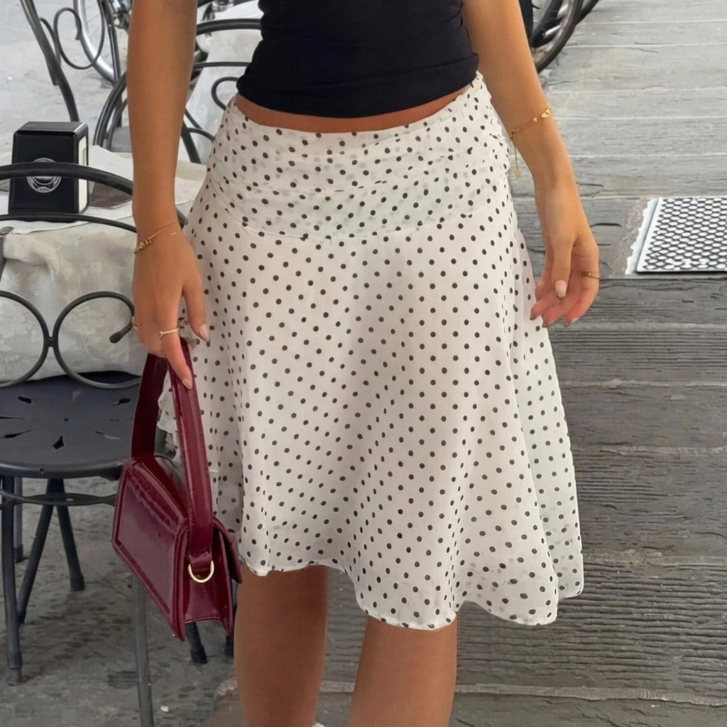Women's Polka Dot Asymmetric Layered Mesh Skirt