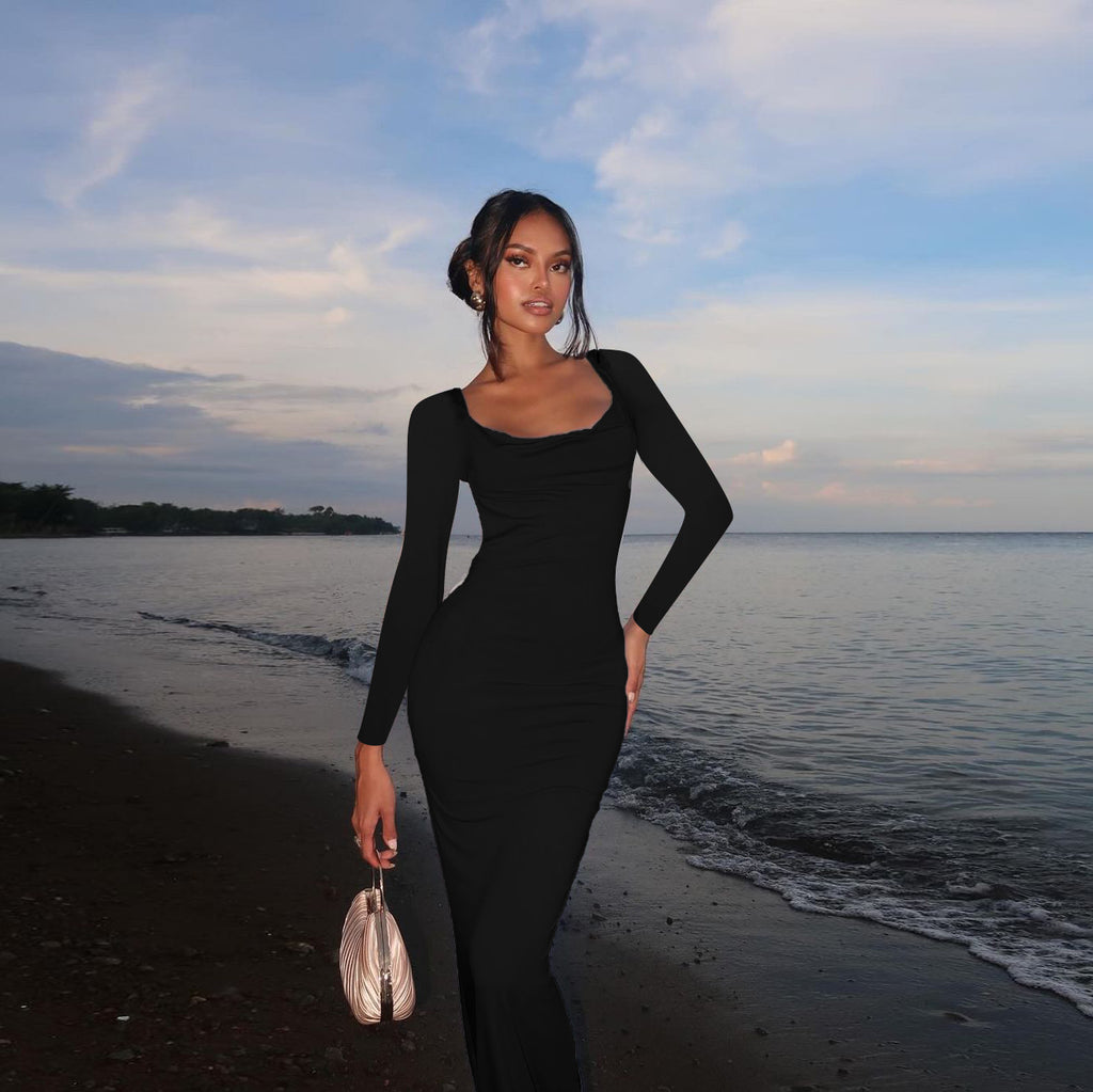 Holiday Long Sleeve Backless Bow Dress