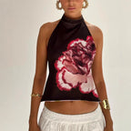 Women's Sleeveless Asymmetric Halter Top