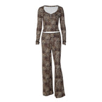 Women's Leopard Print Top & Trousers Set