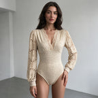 Floral Lace-Trim V-Neck Jumpsuit