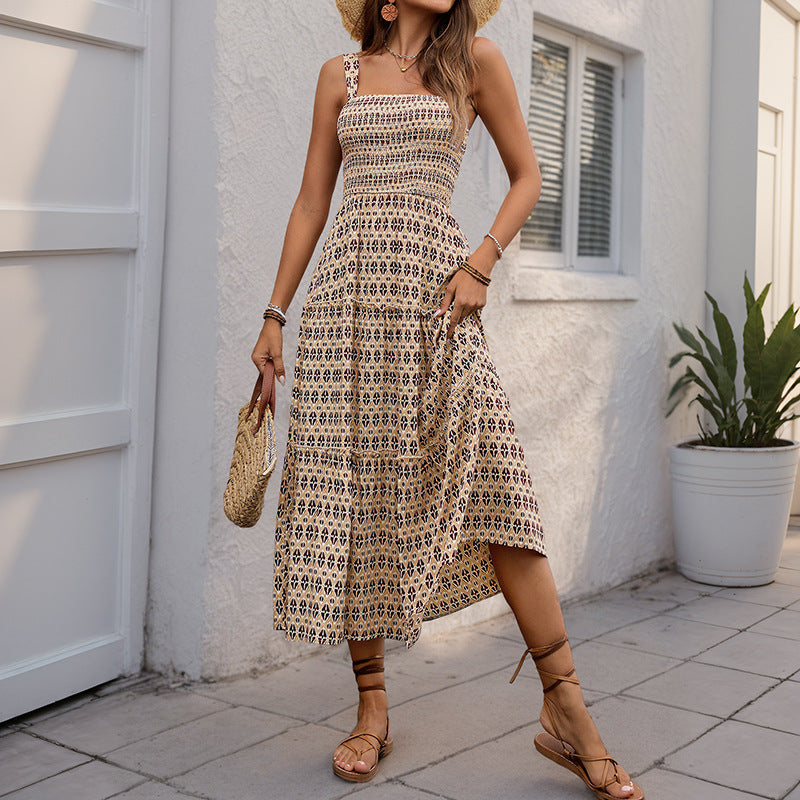 Women's Summer Smocking Swing Sling Dress