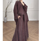 Women Loose Casual Long Sleeve Shirt Elegant Skirt Long