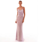 Women's Party Sequined Backless Dress Evening Dress