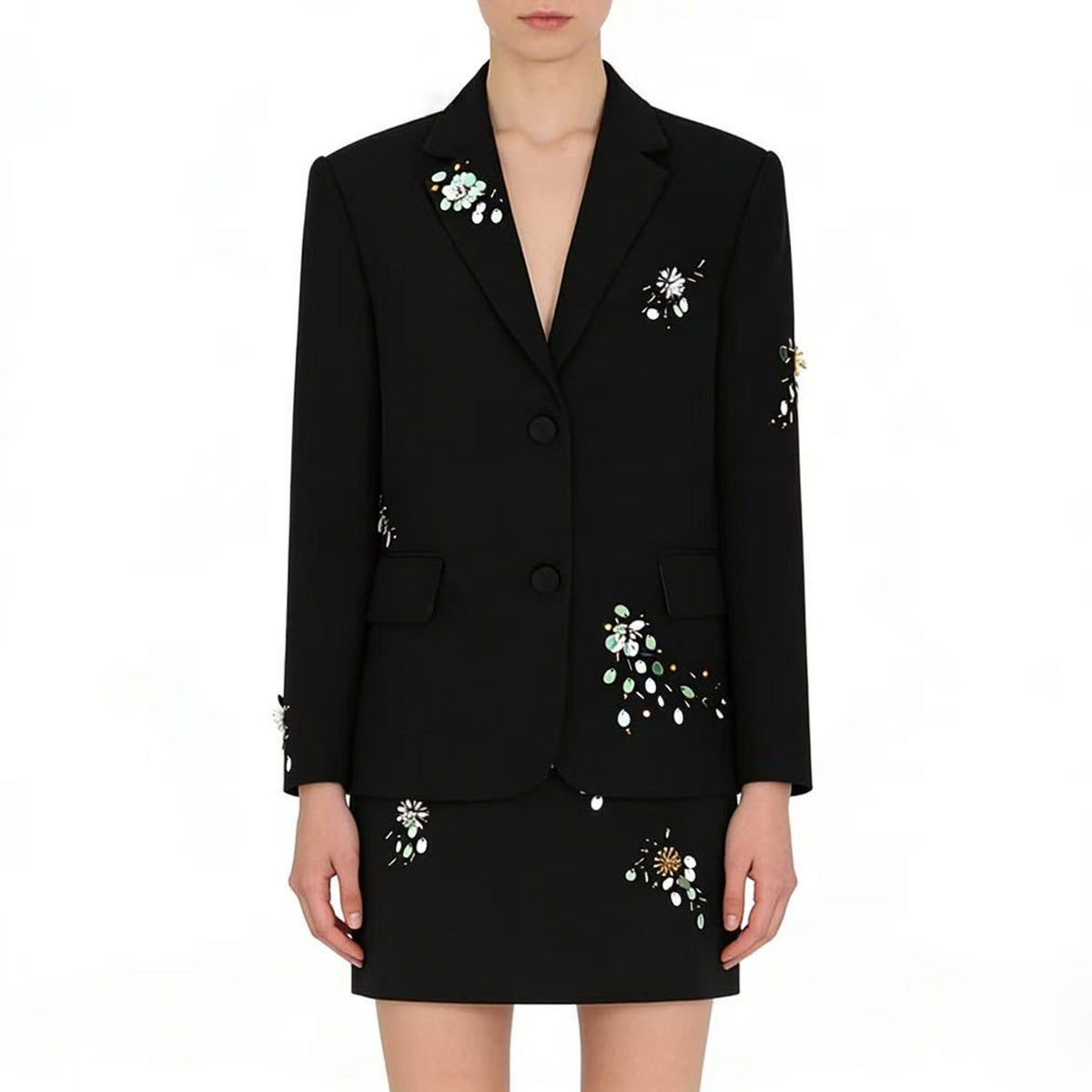 Women's Beaded Skirt Suit Two-Piece Set