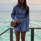 Women's Cotton Shirt And Shorts Two-Piece Set