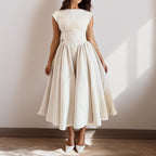 Spring French Elegant Waist Slim Fit Sleeveless Back Cutout Dress