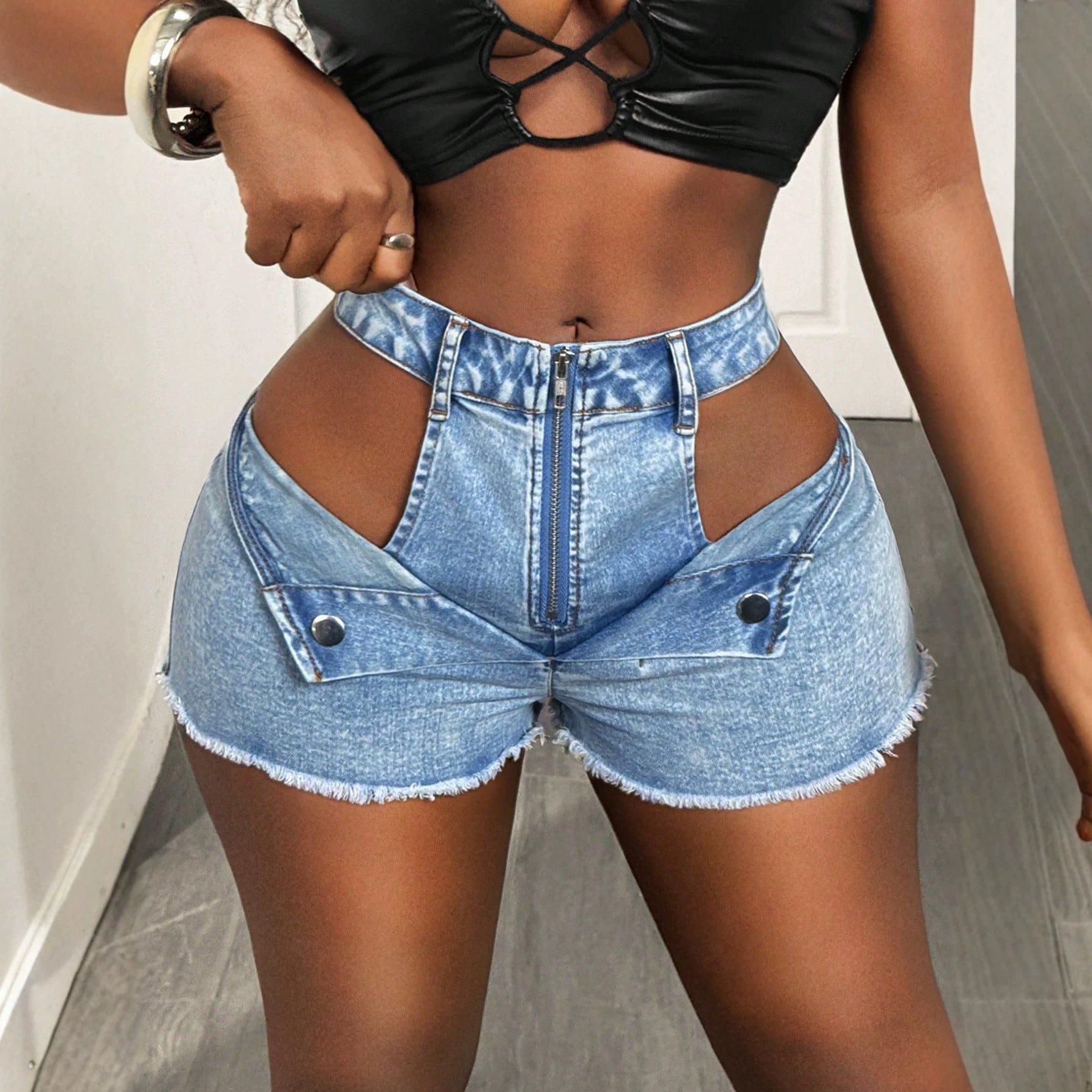 Women's Sexy Party Hollow Out Cutout Out Frayed Stretch Women Shorts