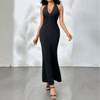 Women's Backless Halter Maxi Dress