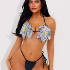 Sequined White One-piece Swimwear