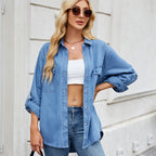 Women's Relaxed Denim Button-Up Shirt