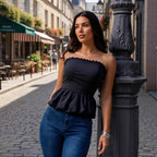 Off Shoulder Pleated Ruffle Tube Top