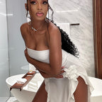 Dress Strapless Backless Slit White
