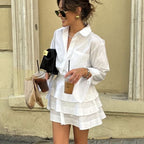 White Shirt & Tiered Skirt Set