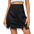Women's Satin Lace Edge Skirt