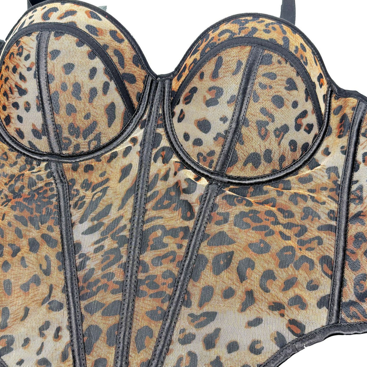 Women's Leopard-Print Mesh Lace Corset Bra