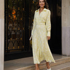 Floral Collared Belted Shirt Maxi Dress